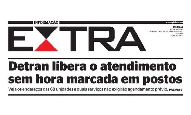 imagem do jornal O EXTRA informando sobre a notícia