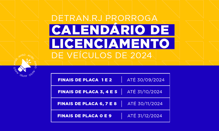 banner informativo com calendário de licenciamento de veículos