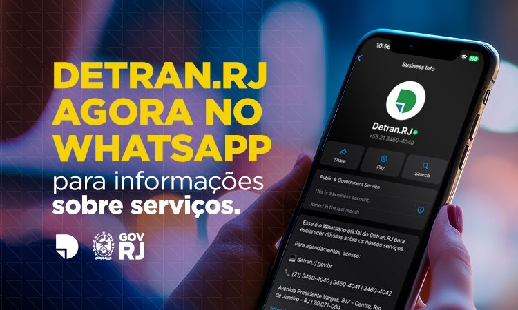 whatsapp do Detran.RJ na tela do celular